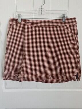 LADY HAGEN Womens Coral & Black Gingham Golf Skort